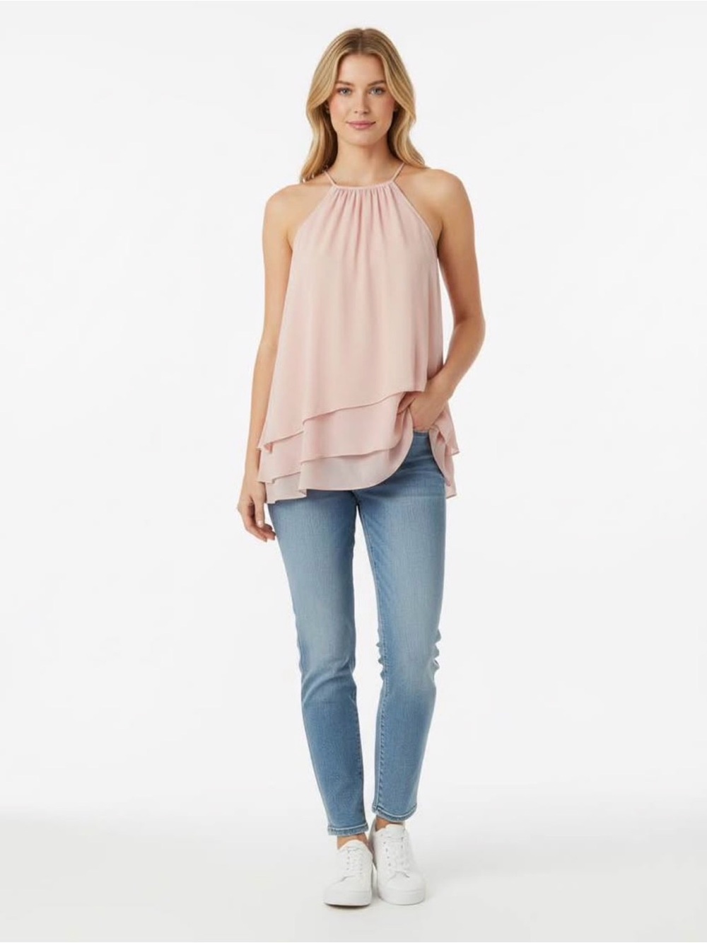 Calvin Klein Blush Pink Layered Halter Camisole